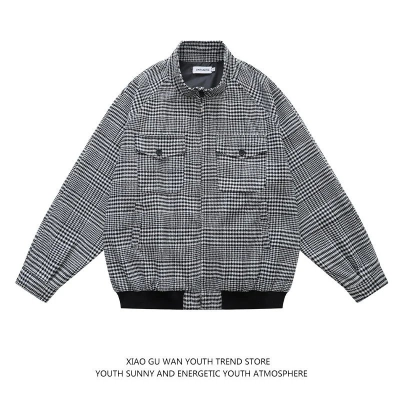 Uniqulun Checkered Black White Casual Jacket