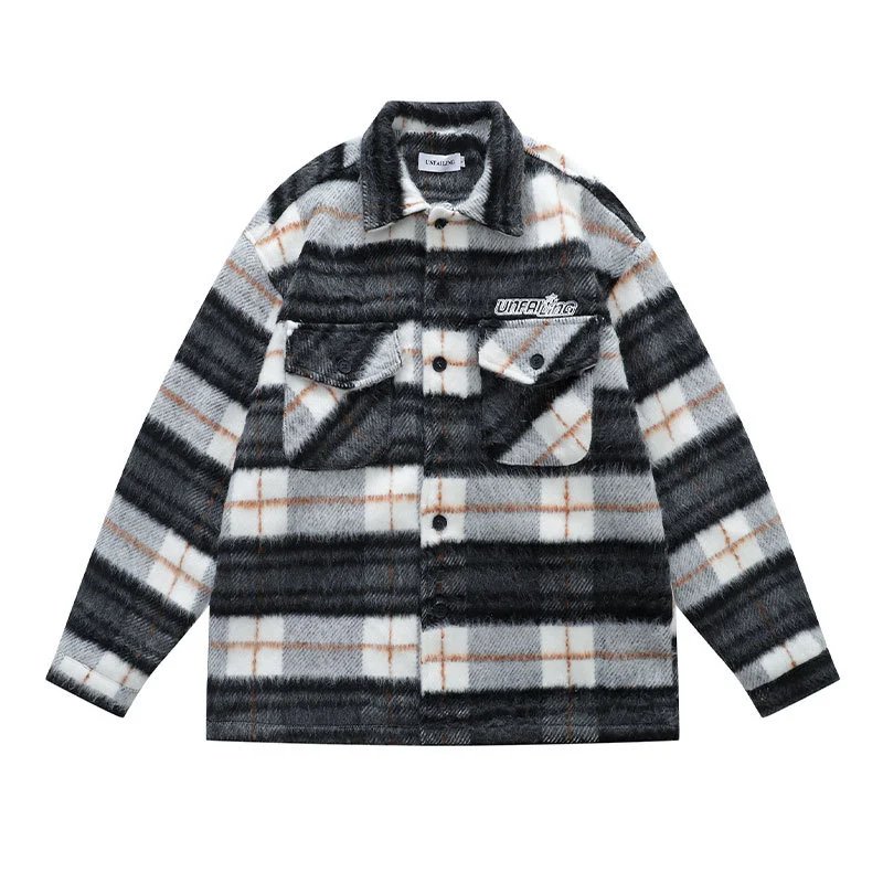 Unbranded Jackets Plaid fleece shirt jacket with chest pockets image 5
