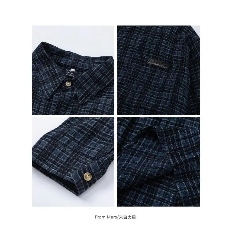 RFAUSNITY Shirts Plaid Long-Sleeve Button-Up Shirt with Chest Pocket image 4