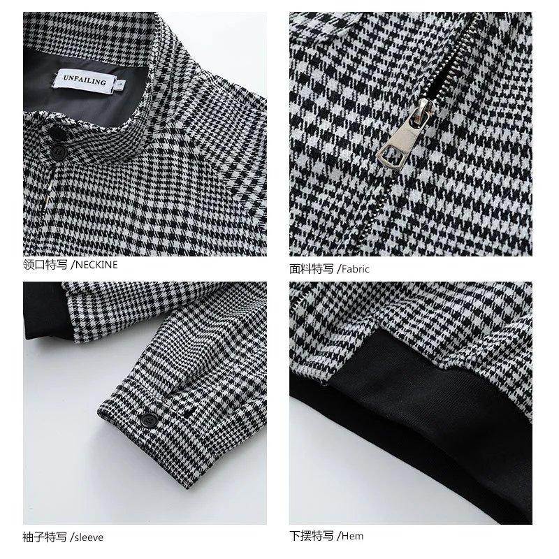 Unbranded Jackets Houndstooth zip-front jacket with flap chest pockets image 4