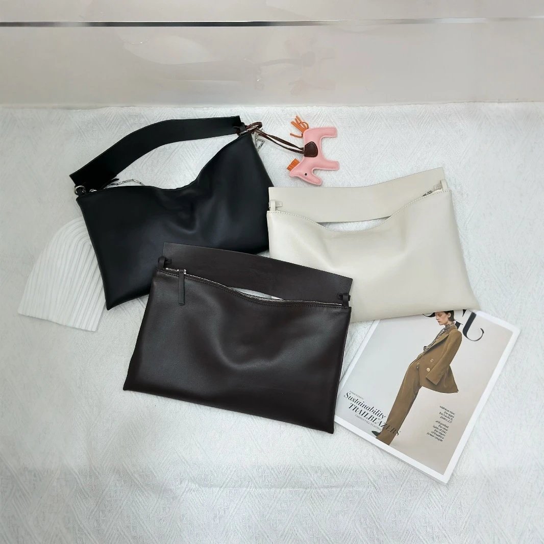 Leather Crossbody Bag Black Minimalist Style