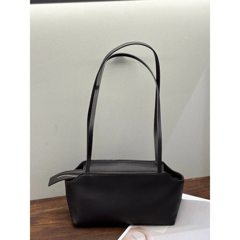 Leather Tote Bag Black Minimalist Handbag