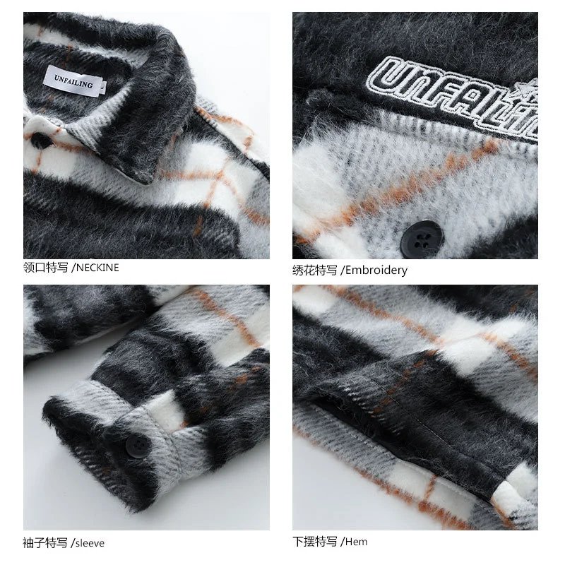 Unbranded Jackets Plaid fleece shirt jacket with chest pockets image 4
