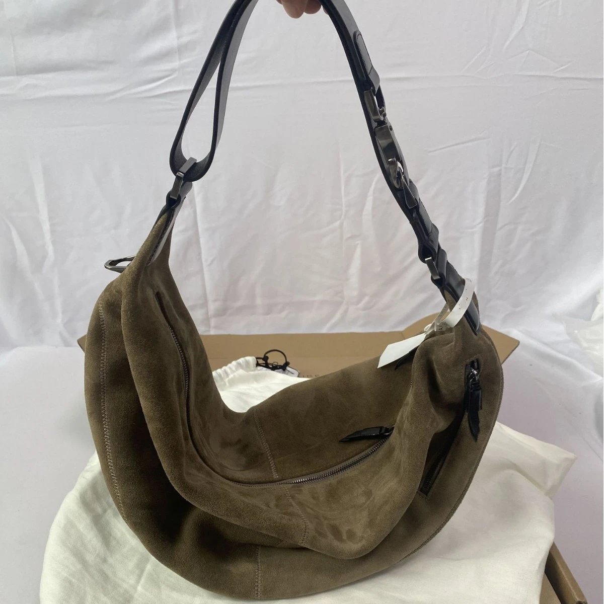 Suede Hobo Bag Olive Green Fashion Handbag