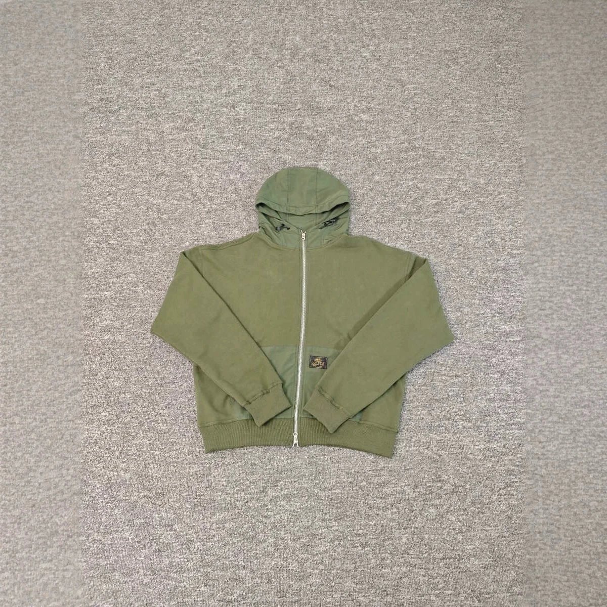 Green Hooded Zip-Up Casual Jacket