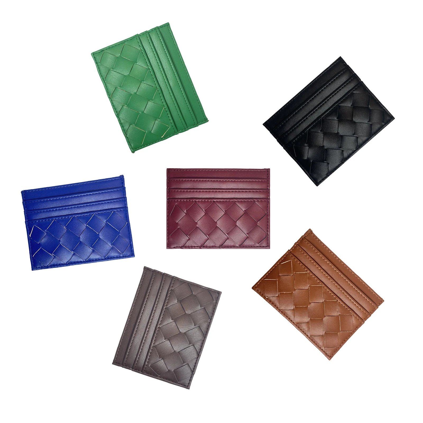 Leather Weaved Card Holder Multicolour Minimalist Wallet