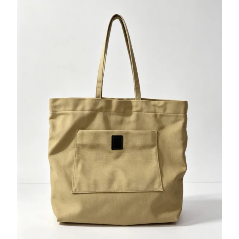 Canvas Tote Bag Khaki Minimalist Style
