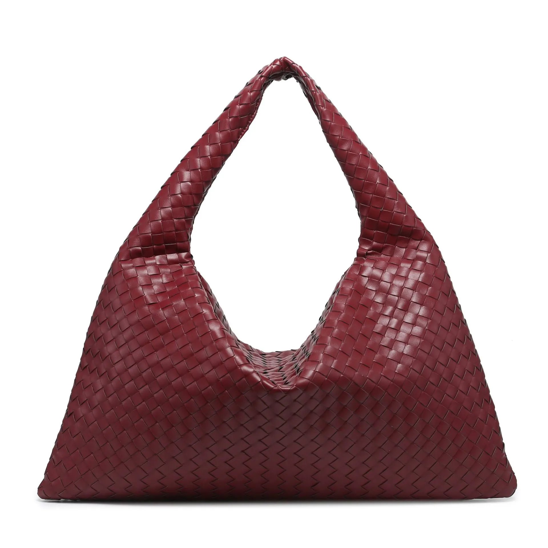 Bottega Veneta Intrecciato Burgundy Leather Tote Bag