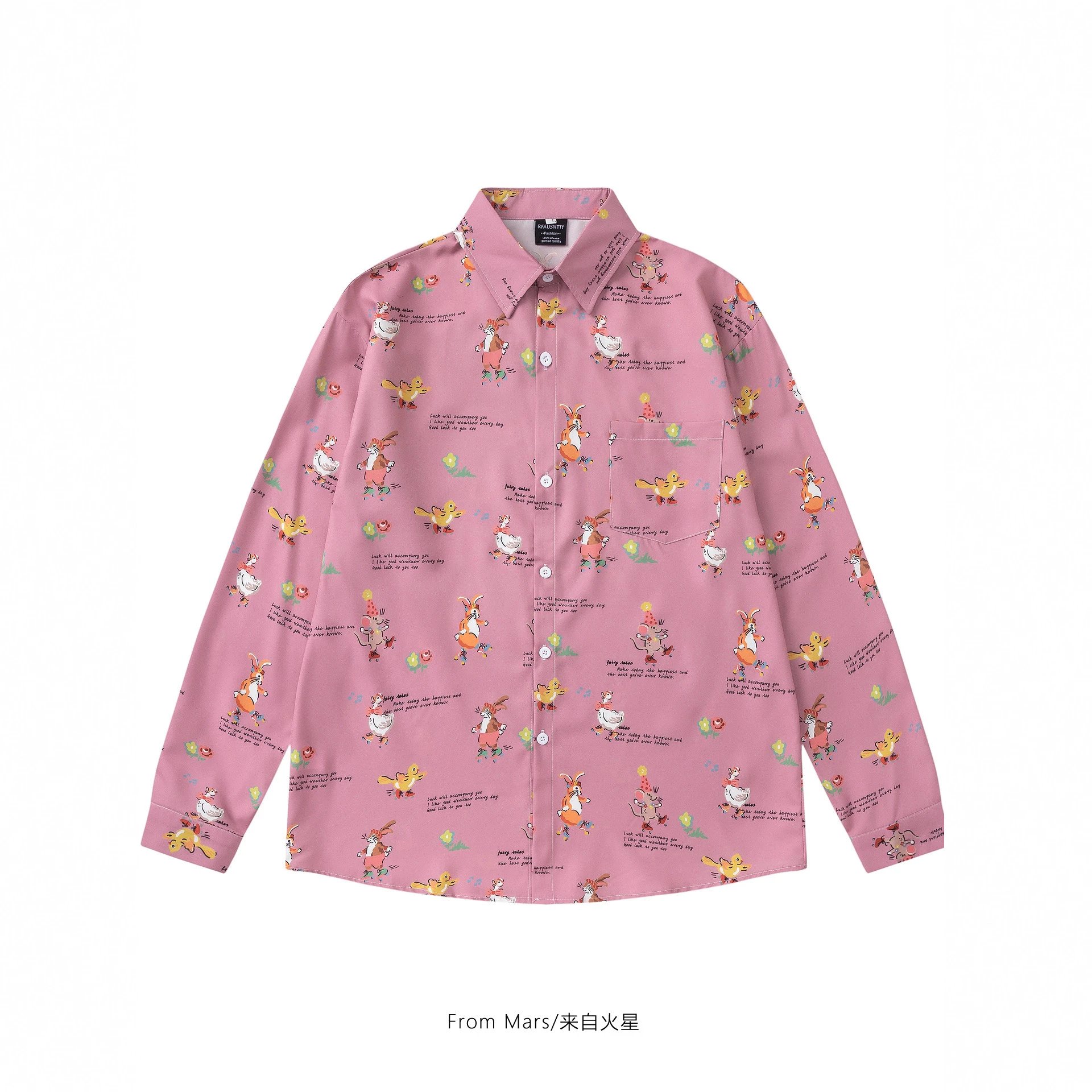 From Mars Printed Pink Casual Shirt