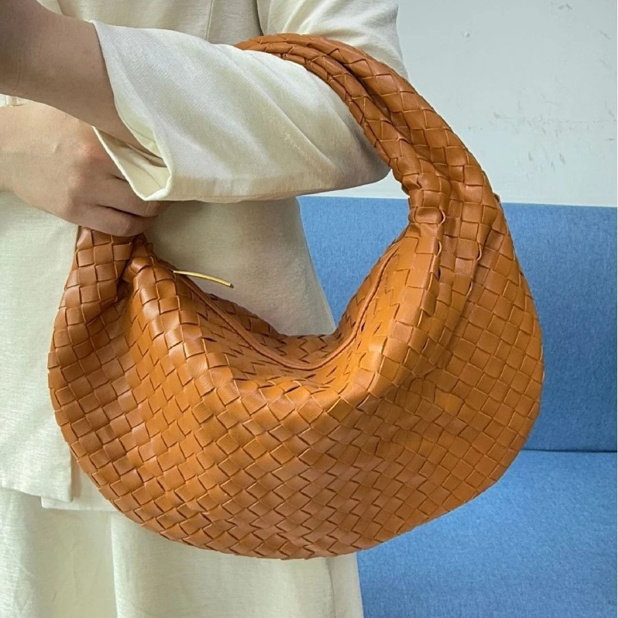 Woven Leather Tan Hobo Bag