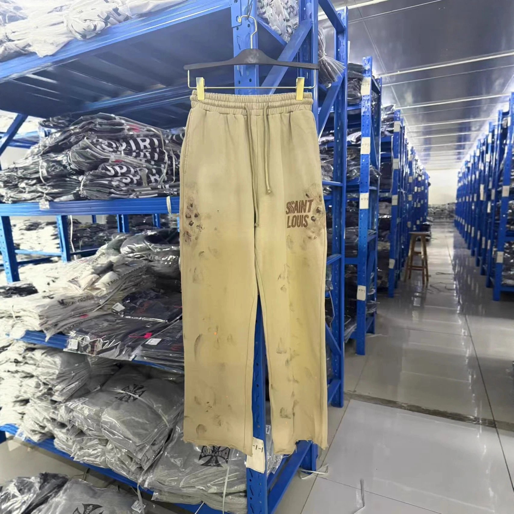 Saint Louis Beige Distressed Sweatpants
