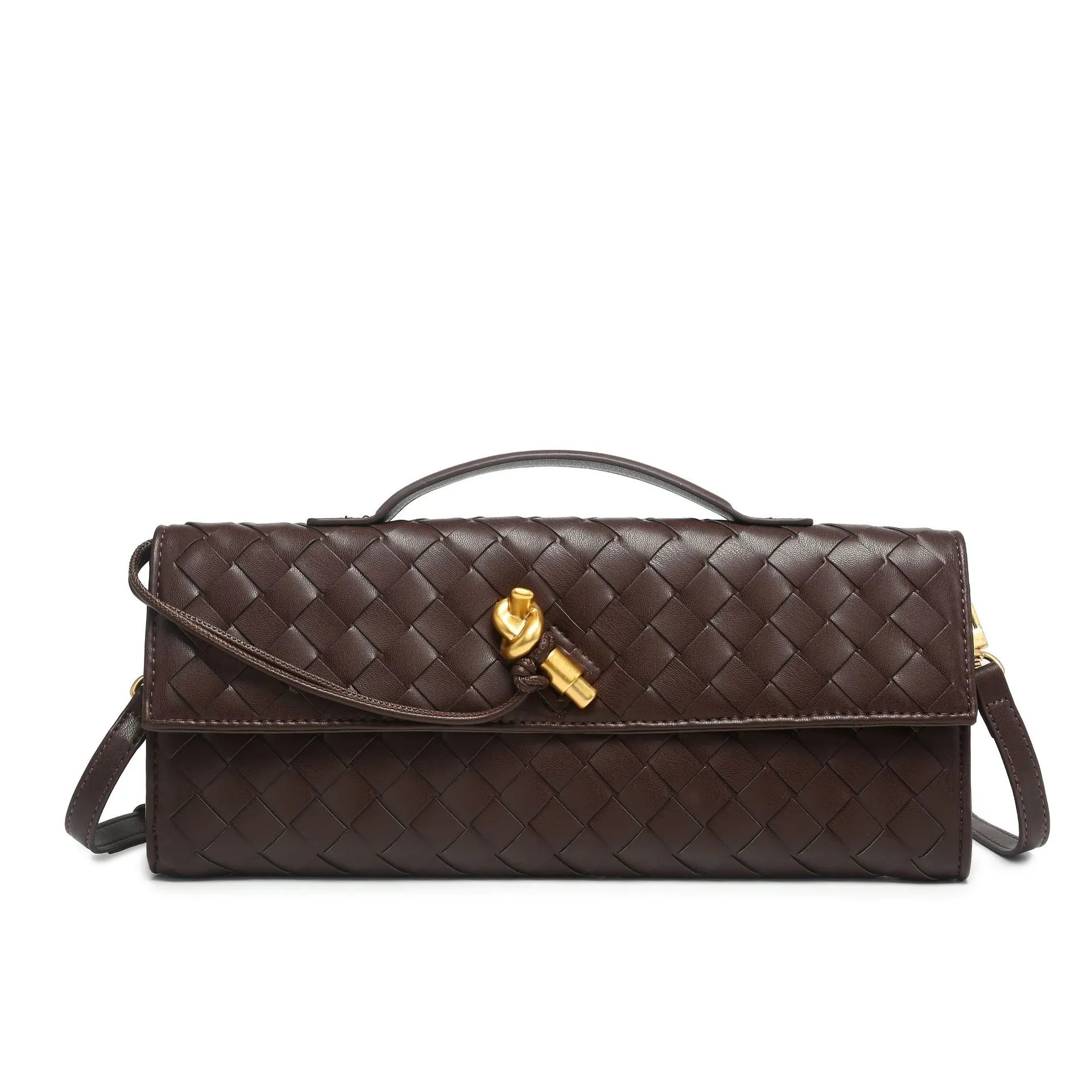 Bottega Veneta Intrecciato Brown Leather Clutch Bag