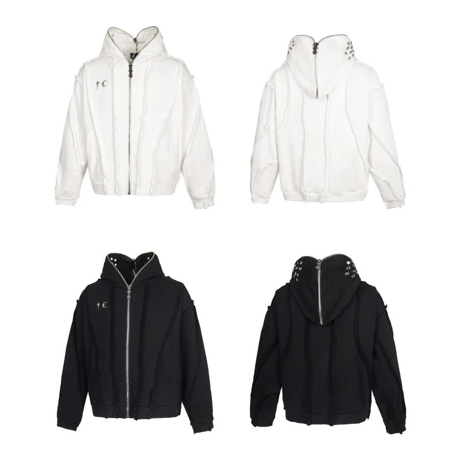 White and Black Zip-