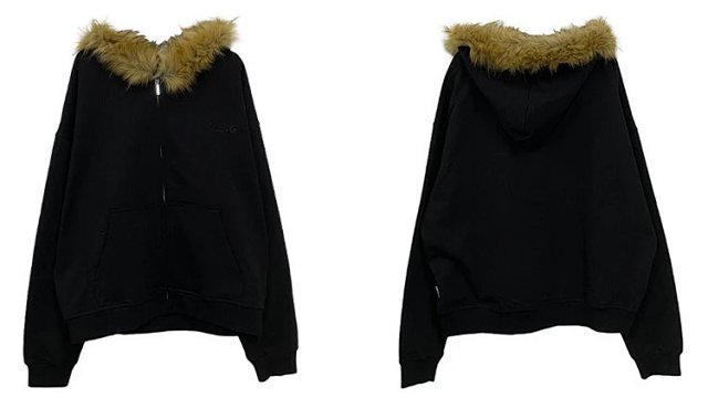 Windy HEXT Light Grey Fur-Trim Zip-Up Hoodie: seller detail photo 13