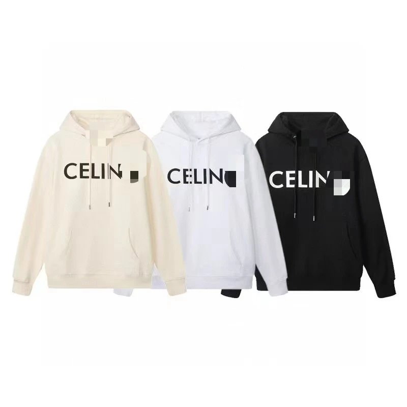 Celine Logo Print Black Hoodie - 5