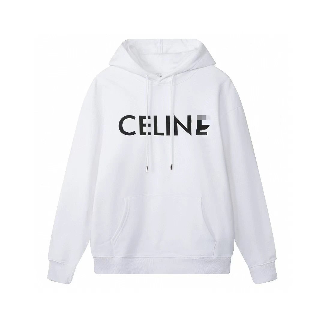 Celine Logo Print Black Hoodie - 8