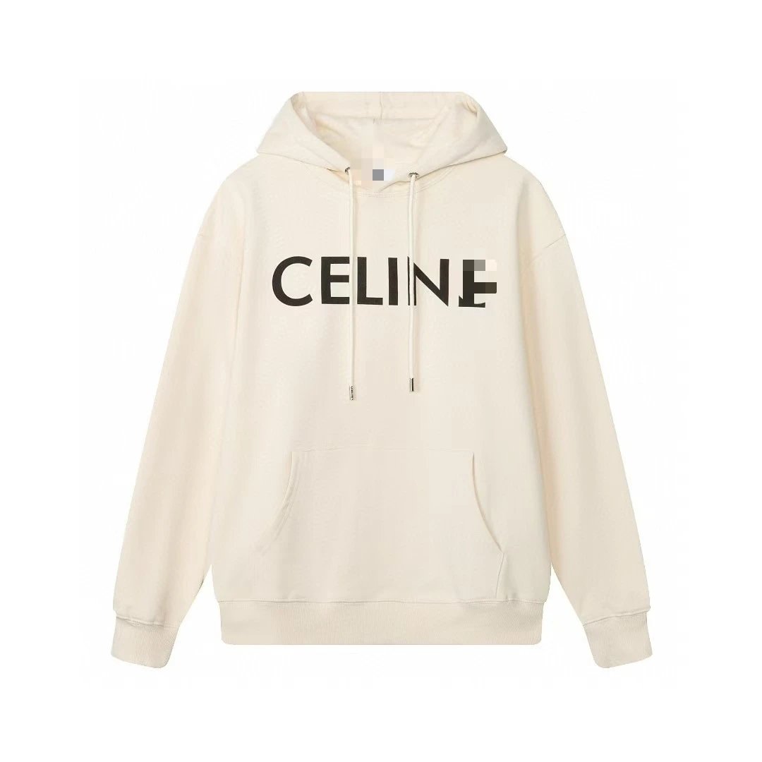 Celine Logo Print Black Hoodie - 10
