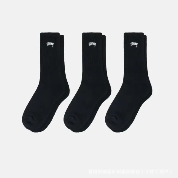 Stussy Classic Logo Crew Socks Black - 1