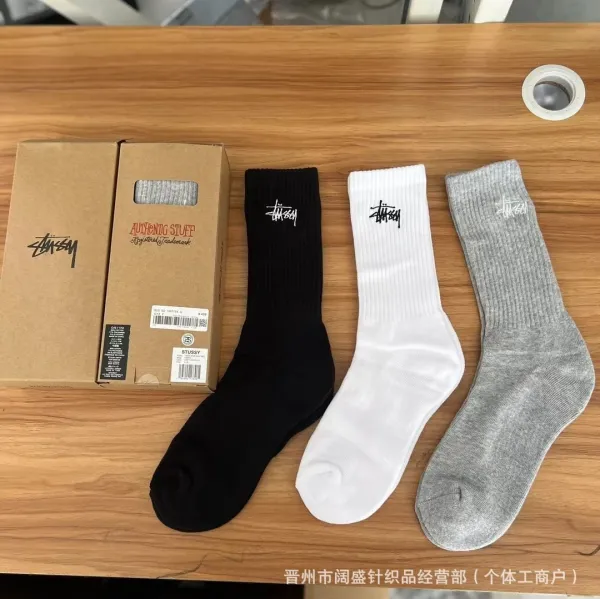 Stussy Classic Logo Crew Socks Black - 3