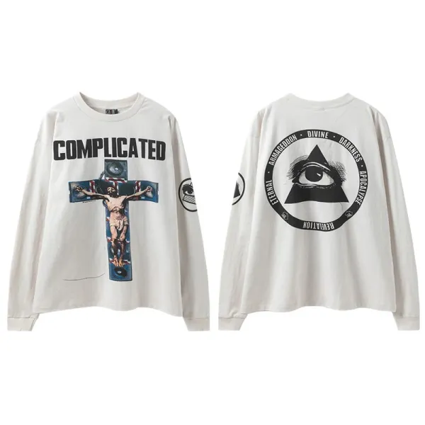 Complicated x Unknown Artist Long Sleeve T-Shirt Off-White Graphic Print - 1