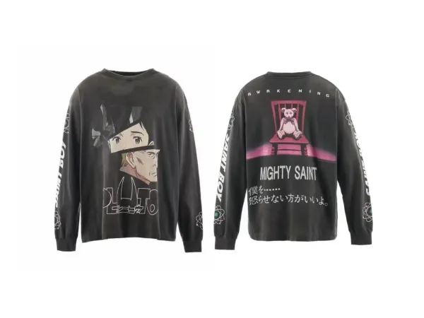 Mighty Saint x Saint Boy Long Sleeve Graphic Tee Black - 1