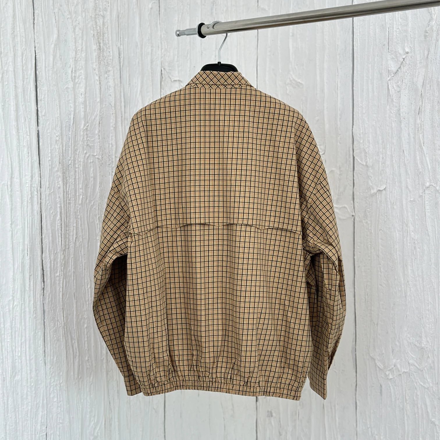 Miu Miu Grid-Print Windbreaker Jacket in Beige - 8
