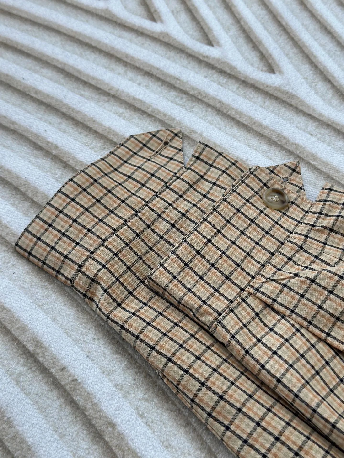 Miu Miu Grid-Print Windbreaker Jacket in Beige - 14