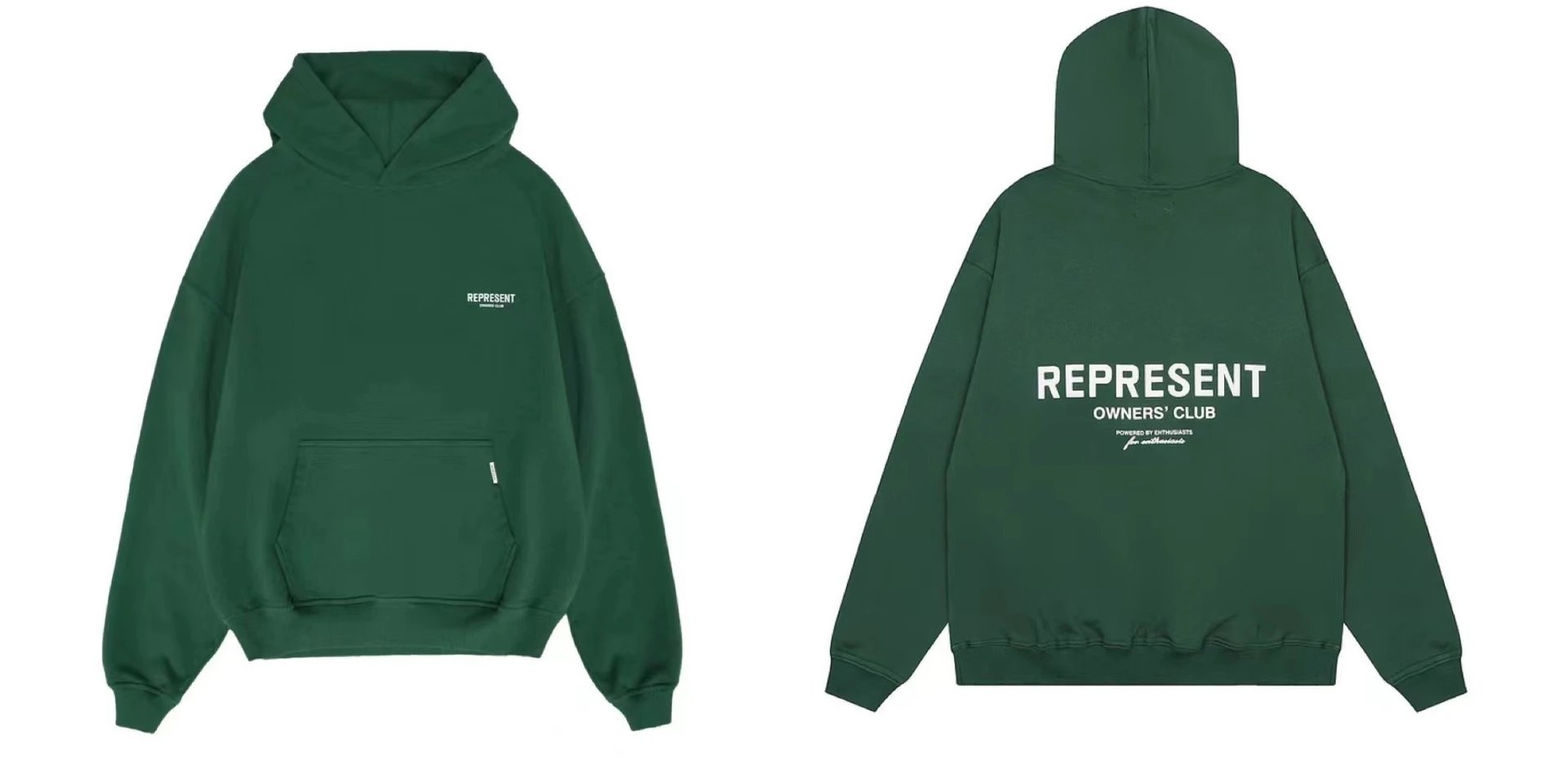 Dark green white label