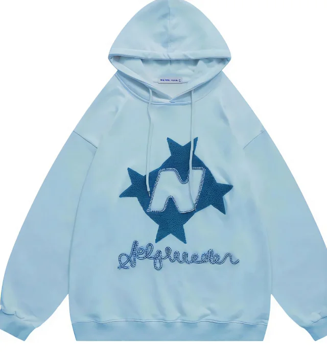 Aelfric Eden Hoodies & Sweatshirts Star Appliqué Pullover Hoodie product detail image 8