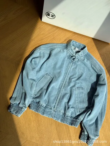 Design Denim Bomber Jacket with Triple Stripe Detail Black - 10