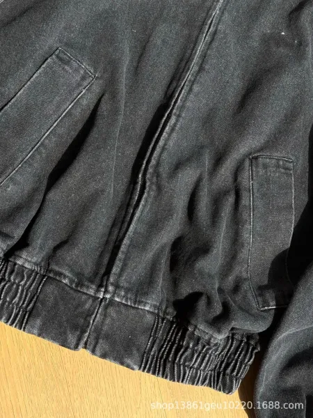 Design Denim Bomber Jacket with Triple Stripe Detail Black - 19