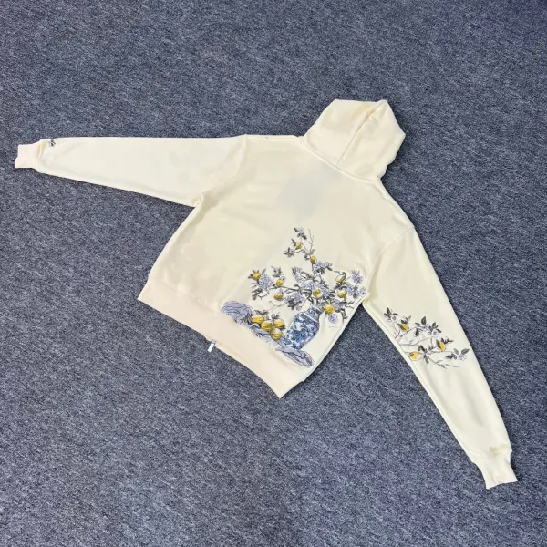 Design Embroidered Cherry Blossom White Long-Sleeve Base-Layer Top - 12