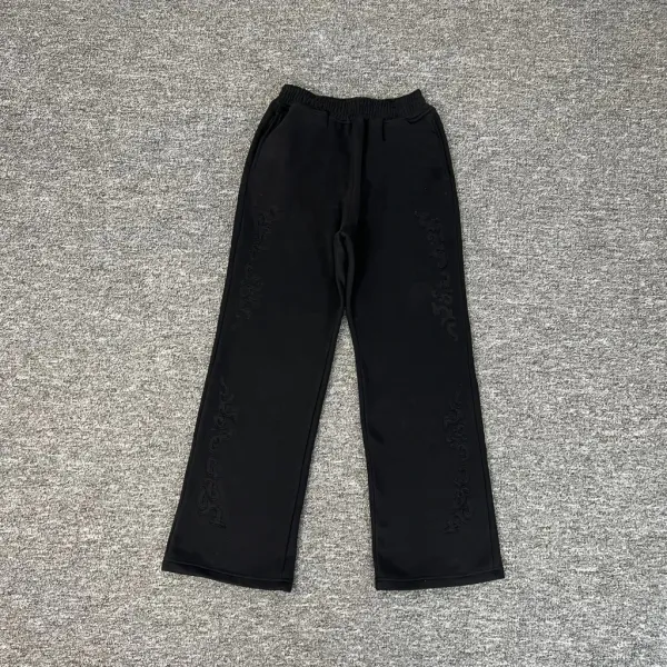 Design Embroidered Track Pants Black Sweatpants - 1