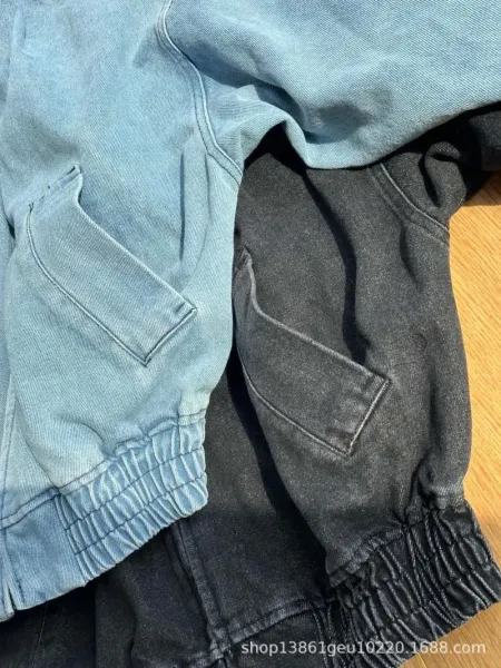 Design Denim Bomber Jacket with Triple Stripe Detail Black - 8