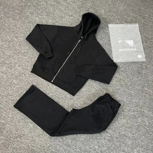 Derschutze Embroidered Dragon Motif Black Tracksuit - 1