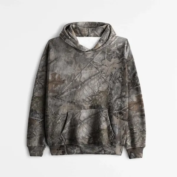 Design Camo Print Fleece-Lined Hoodie Multicolor Hoodie - 1