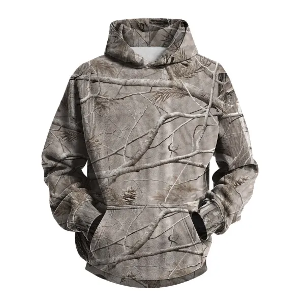Camo Branch Print Hoodie Gray Multicolor Hoodie - 1