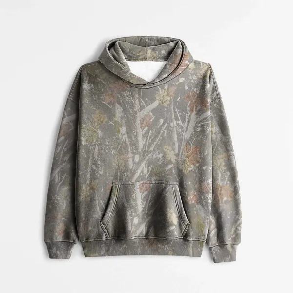 Design Camo Leaf Print Oversized Hoodie - 1