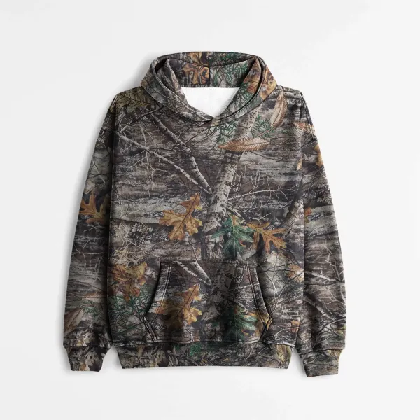 Camouflage Print Hoodie with Fleece Lining - 1