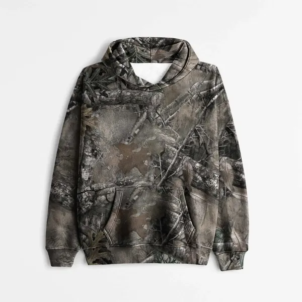 Camo Print Hoodie with Forest Camouflage Pattern Hoodie - 1
