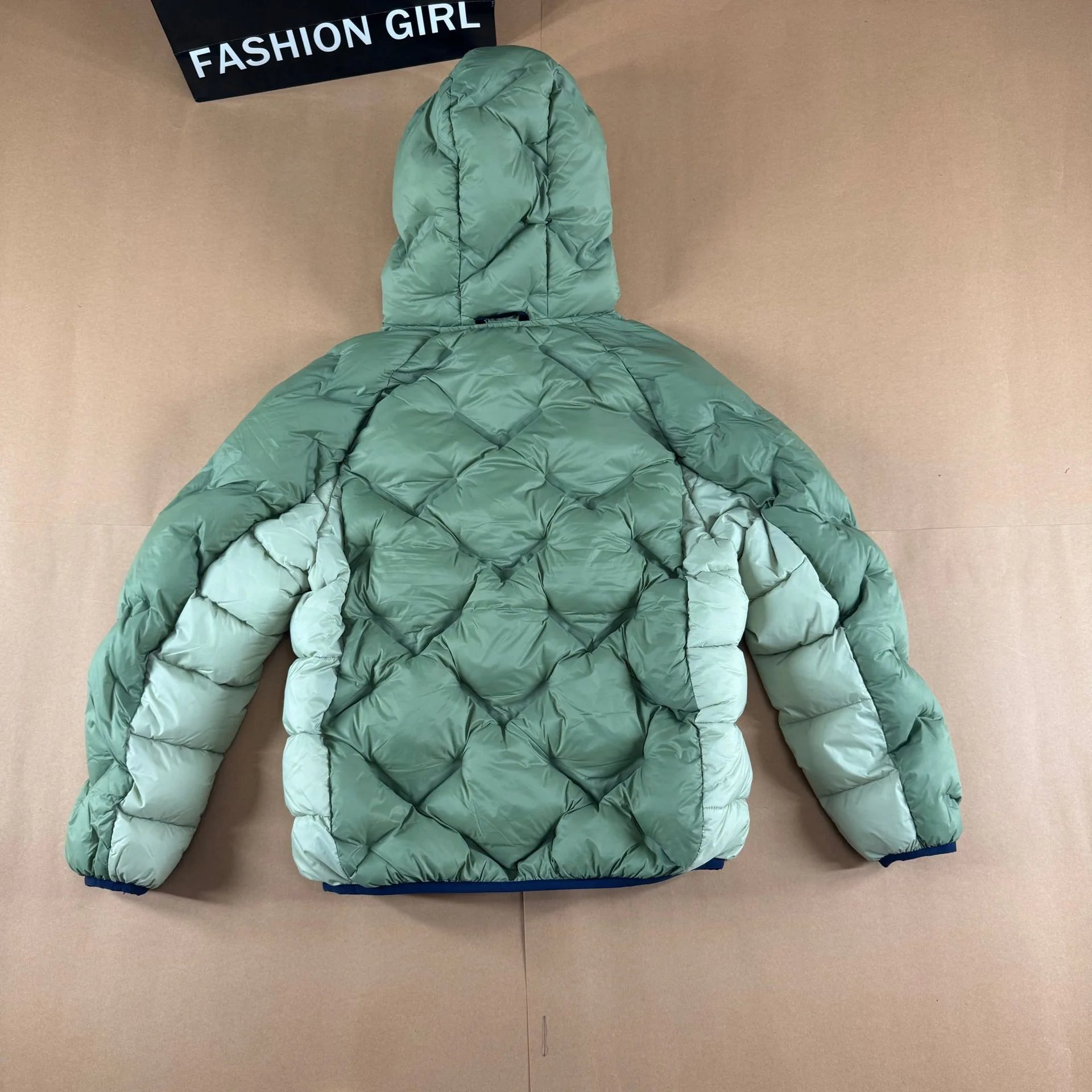 Stüssy Diamond Quilted Hooded Down Jacket Gray - 8