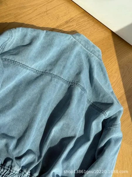 Design Denim Bomber Jacket with Triple Stripe Detail Black - 14