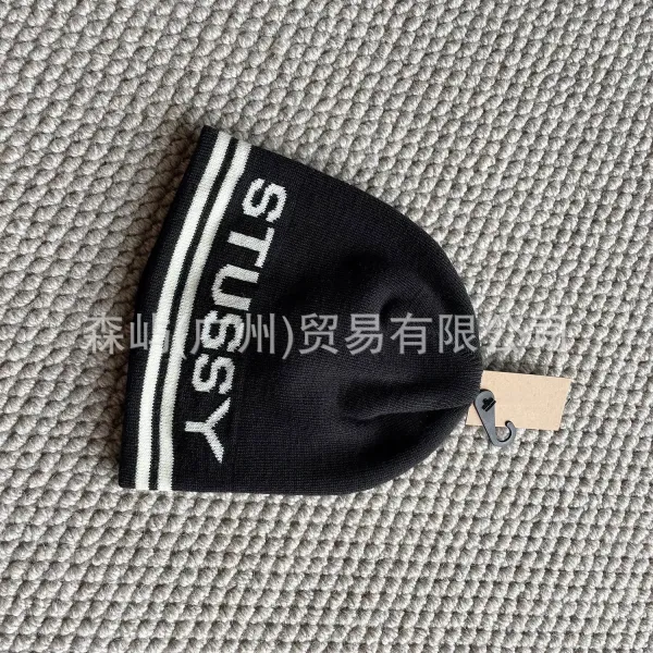 Stüssy Logo Stripe Beanie Black - 1