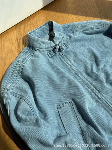 Design Denim Bomber Jacket with Triple Stripe Detail Black - 13
