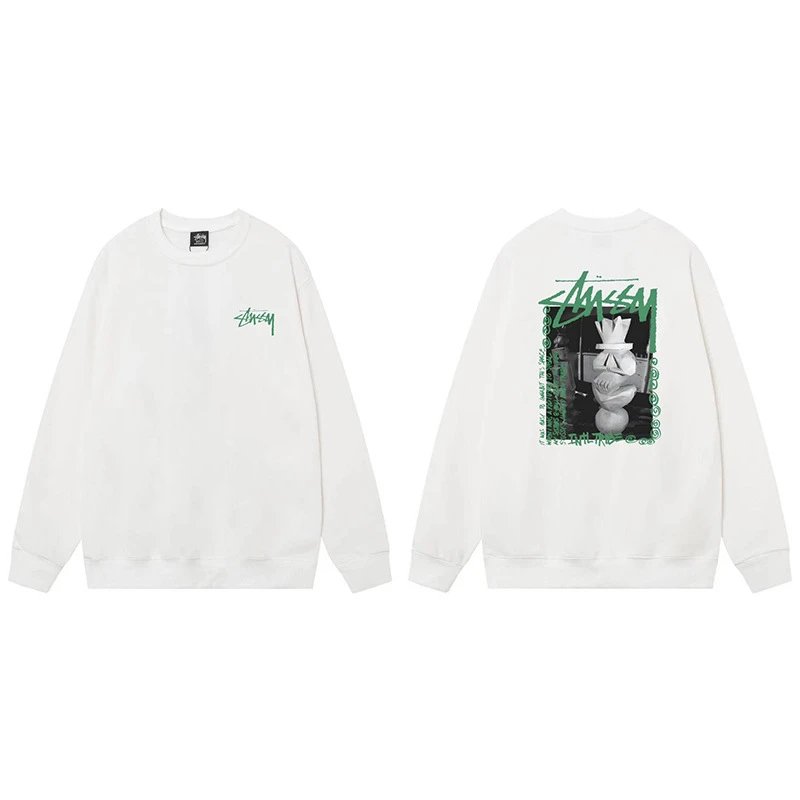 Stussy White Graphic Crewneck Sweater