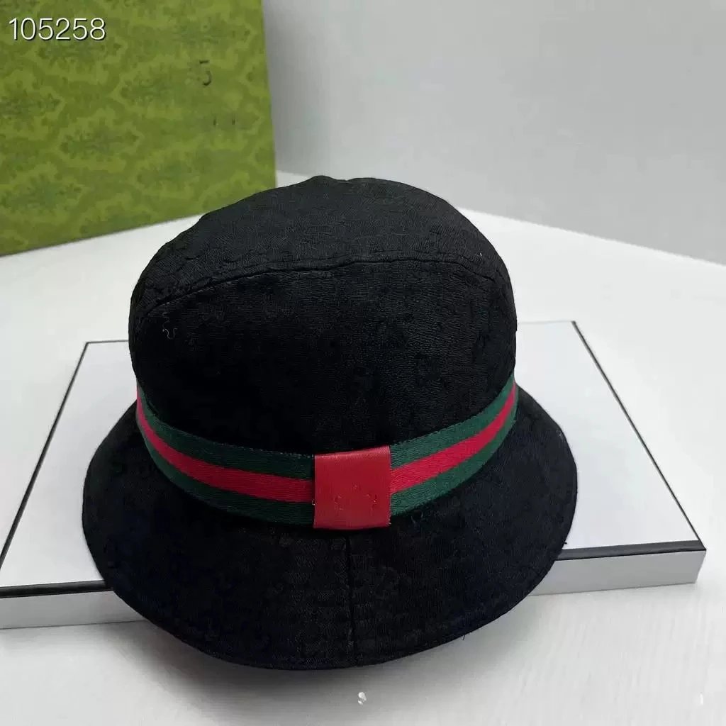 Black Fisherman Hat with Red Label and Medium Webbing