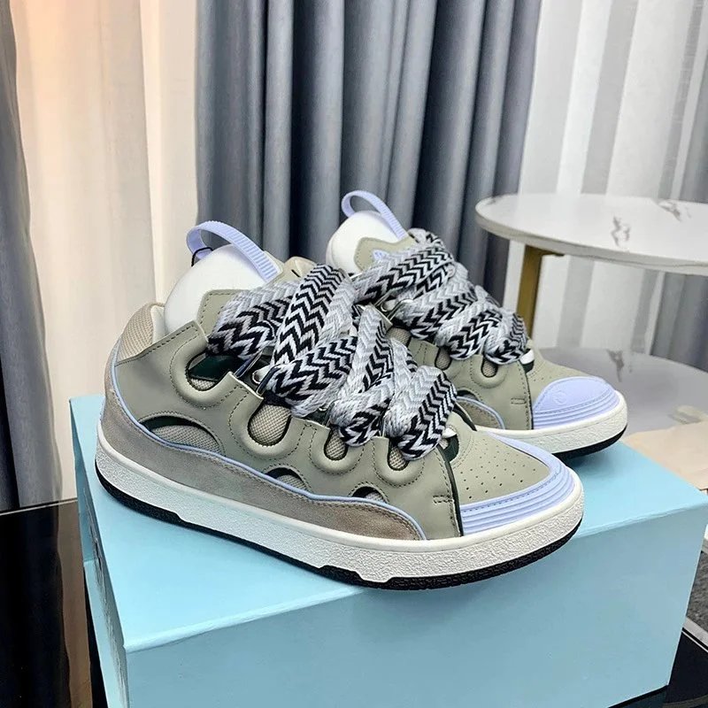 Lanvin Sneakers Low-Top with Oversized Braided Laces — milky white