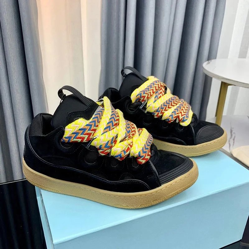 Lanvin Sneakers Low-Top with Oversized Braided Laces — peach color