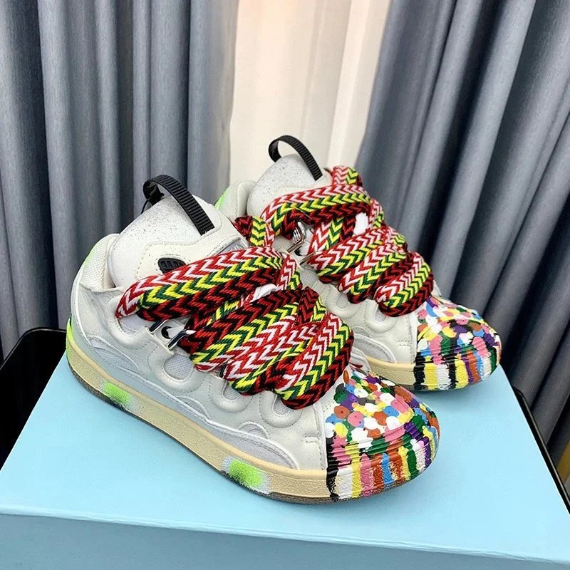 Lanvin Sneakers Low-Top with Oversized Braided Laces — Bright yellow
