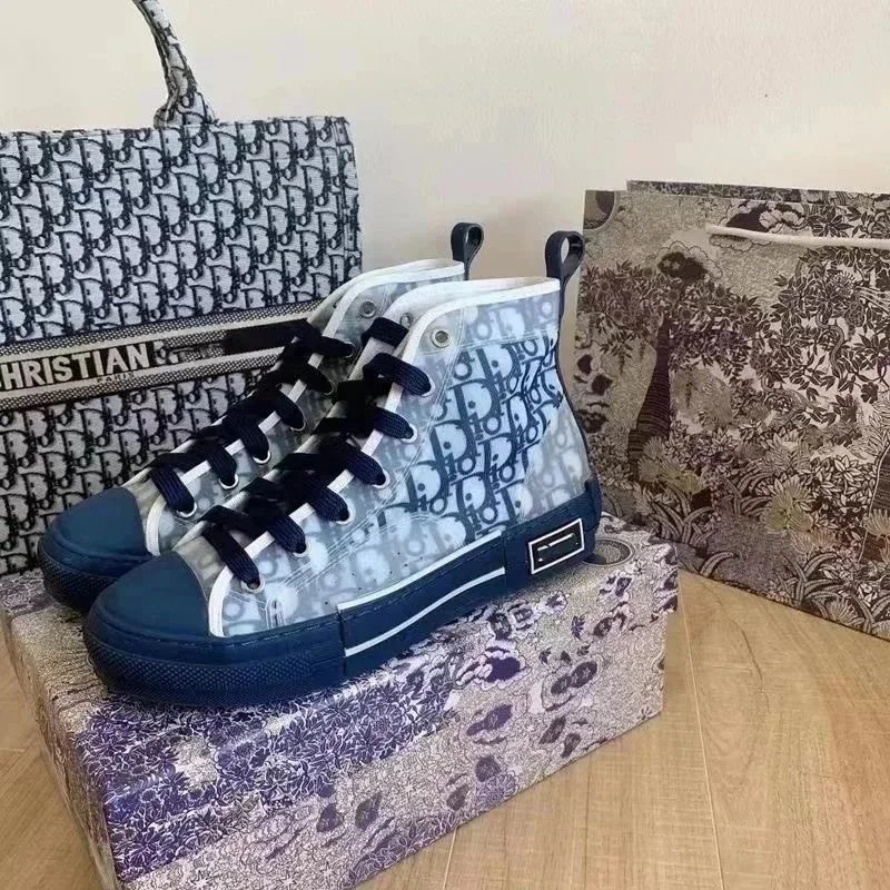 Dior Sneakers Oblique Logo High-Top Canvas — Deep Blue High-Top